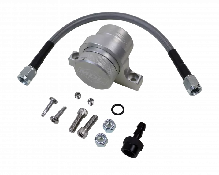 Reservoir & Bracket Kit, Machine Finish Billet Aluminum Clear Anodized, An4 Fitting End